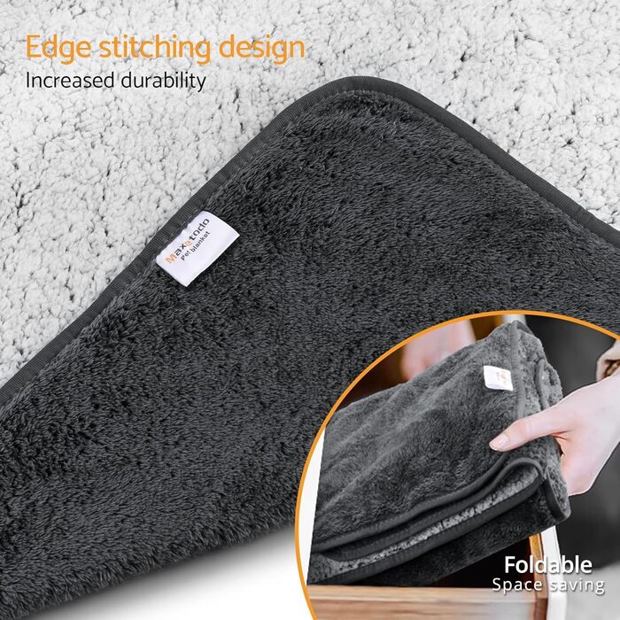 Водонепроникний коврик для собак 100x120 см (40x47 дюймів) - м'який, пухнастий, машинного прання, для собак середніх порід до 16 кг, чорно-білий, Small