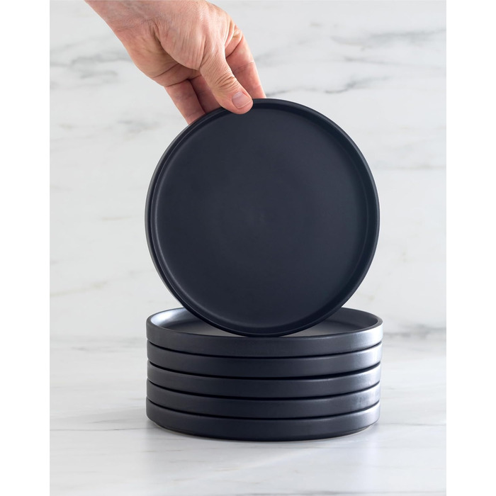 Matte Black Stoneware Dinnerware Set for 6 - 24 Piece Set | Pure Living | Urban Style Dinner Set