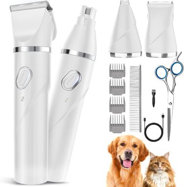 Набір 4 в 1 для стрижки собак: стрижка, триммінг, шліфування кігтів. Підходить для собак та котів. Безшумна модель для грумінгу.