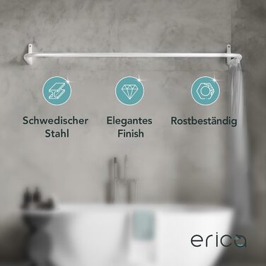 Штанга для душу Еріка L-подібної та U-подібної форми - 4-в-1 для ванни/душу - сталева з порошковим покриттям, біла (без кріплень до стелі)