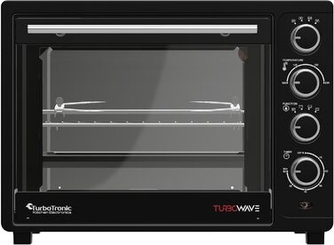 Міні-піч TurboTronic 35л з конвекцією, чорна, 1600W, з 2 дека, таймером, функцією грилю та піци