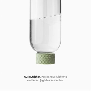 KIVY Glass Bottle 1 Liter with Silicone Protection [Extremely Break-Resistant] Soda Bottle Glass 1l - Water Bottle Glass 1l - Glass Drinking Bottle - Glass Drinking Bottle 1l - Drinking Bottle made of Glass (Olive)