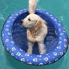 Inflatable Boat Dog Boat Pet Air Mattress Swimming Pool Beach Toy (Grey) (Blue)