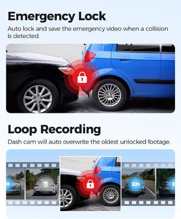 Відеореєстратор AZDOME Dashcam Auto Vorne Hinten 4K+1080P з WiFi, GPS, ADAS, Super Nachtsicht, G-Sensor та Parküberwachung