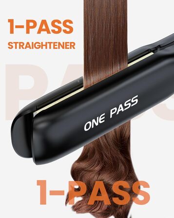 Випрямляч для волосся з титановими пластинами, іонізація, швидкий нагрів 20s, LCD-дисплей, універсальна напруга, 2-в-1 (Noir)