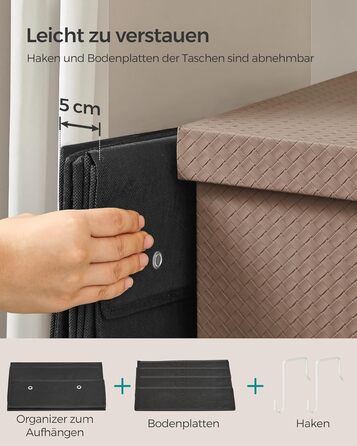 Органайзер для шафи SONGMICS з 4 кишенями, підвісна полиця, органайзер для гардеробу, підвісне зберігання, органайзер для дверей, спальня, вітальня, 2 x 33,5 x 00 см, RDH04G (2, Чорний)