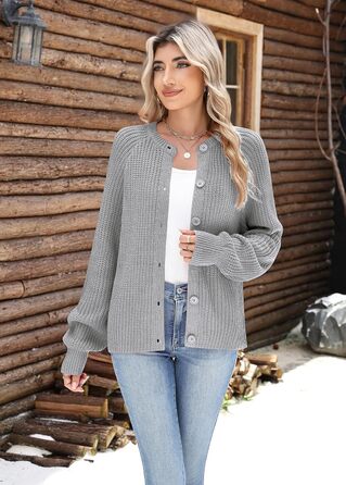 Жіноча в'язана жилетка Zeagoo Kurz - короткий кардиган, відкритий зріз, з ґудзиками, елегантний, повсякденний, світло-сірий, розмір XXL