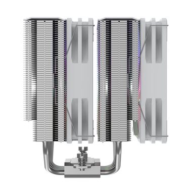 SILENTWARE CPU-Luftkühлер з подвійною башнею, 6 мідних heatpipes, 2x 120mm PWM вентилятори з гідропідшипником, A-RGB підсвічування, TDP до 265W, сумісний з Intel LGA 115X/1200/1700/1851 та AMD AM4/AM5 (Titan White)