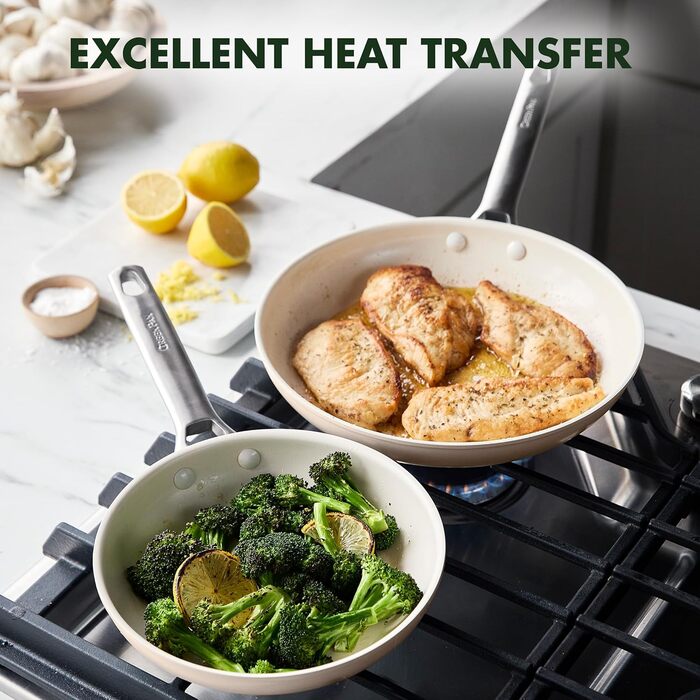 Набір посуду GreenPan Padova з антипригарним покриттям Hartelox, 17 предметів, без PFAS, індукція, безпечний для здоров'я, Taupe