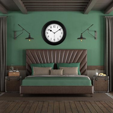 DIYZON Round Classic Wall Clock, Silent No Ticking, 40 cm High-Quality Quartz Vintage Clock, Large Number Retro Decorative Clock, Battery-Powered, Easy to Read for Home, Kitchen, Dining Room (Black-1, 25CM)