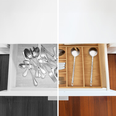 Relaxdays Bamboo Cutlery Box with 6 Compartments