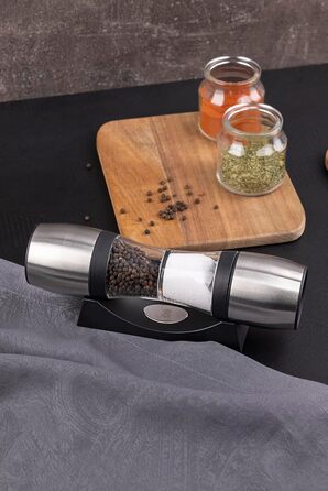 Електрична млин для перцю MasterPRO Foodies Collection, нержавіюча сталь, 5.6x22 см, 2 відділення