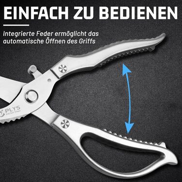 Ніж для курки з нержавіючої сталі Plys: професійний кухонний ніж для птиці, ріже кістки, сріблястий