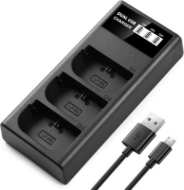 Запасний акумулятор ENEGON LP-E6 (2 шт.) та смарт-зарядний пристрій Dual USB LED для Canon EOS 5D Mark II/III/IV, 5DS, 5DS R, 6D, 7D, 7D Mark II, 60D, 70D, 80D та інші моделі Canon