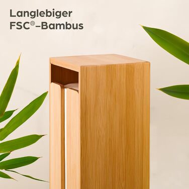 Підставка для туалетного паперу з бамбука Praknu - тримач на 4 рулони з кришкою на магніті, FSC-дерево, економія місця, антиковзаюча