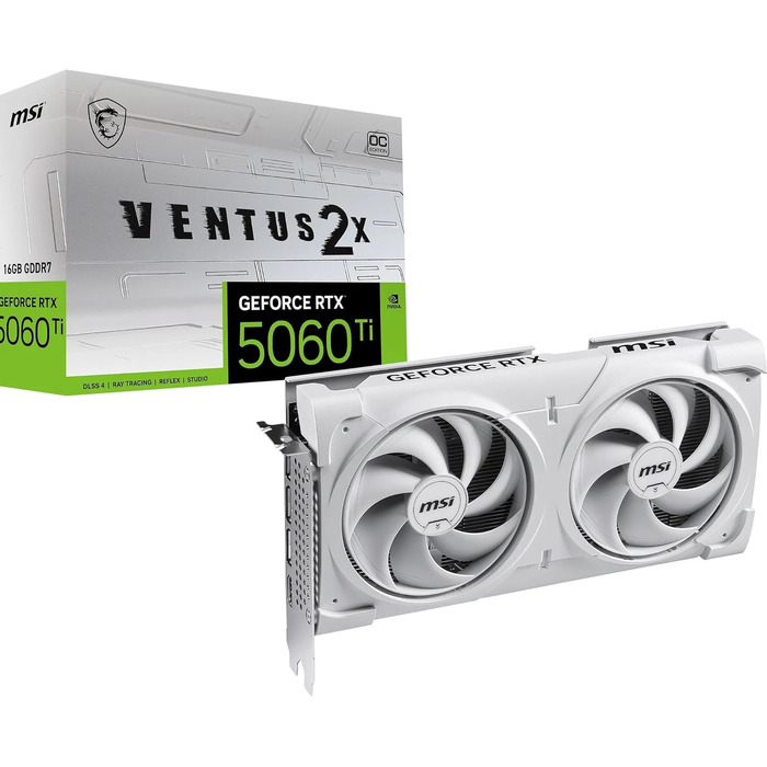 Відеокарта MSI GeForce RTX 5060 Ti VENTUS 2X OC WHITE 8GB GDDR7, PCIe 5.0