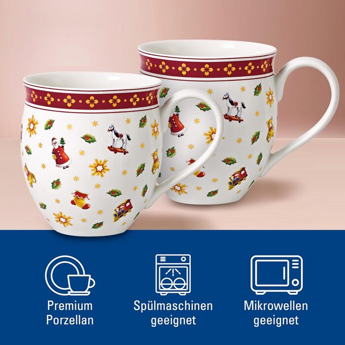 Кавова чашка Villeroy & Boch Toy's Delight, 440 мл, порцеляна, біло-червона, 2 шт.