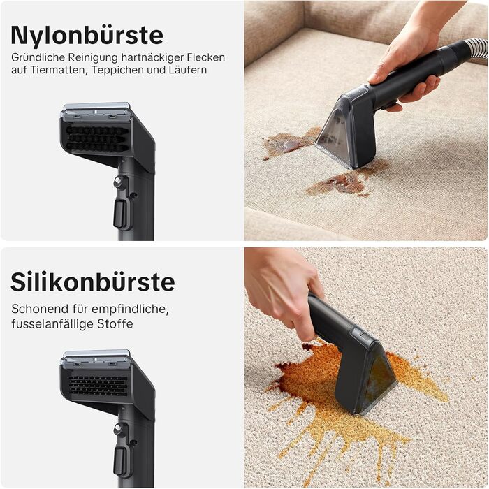 Портативний мийний пилосос для м'яких меблів Lubluelu 600 Вт, 18 кПа, з функцією самоочищення та підігрівом, для килимів, диванів та авто (чорний)