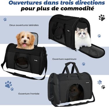 Транспортна сумка для котів та собак Zavothy, чорна, розмір S, з м'якою підстилкою та регульованим ременем