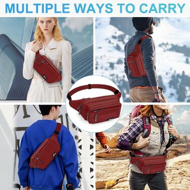 Чоловіча/Жіноча поясна сумка на пояс, водонепроникна, з тримачем для пляшки, для туризму, прогулянок з собакою, активного відпочинку (A-темно-червоний)