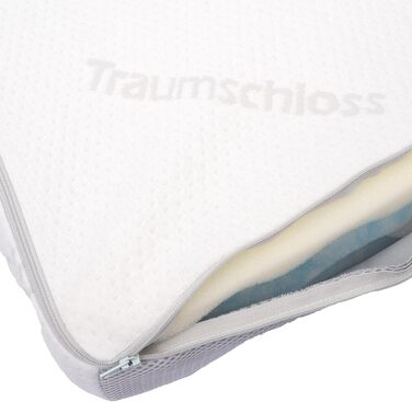 Dream Castle Exclusive Neck Pillow - Gel foam core with wave pattern RG50 - Height adjustable for optimal sleeping position - Sustainable cover made of recycled polyester - 30x60cm