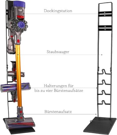 Підставка для акумуляторного пилососа, ручного пилососа, підлогого пилососа: аксесуари, станція зарядки, без свердління, чорний колір