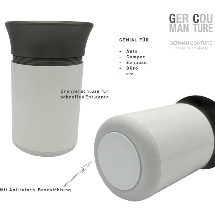 GC German Couture Ashtray Car Ashtray compatible with IQOS ILUMA PRIME TEREA Sticks & Heets Sticks + Glo Hyper Pro Air neo Sticks & for PLOOM Accessories, white/grey