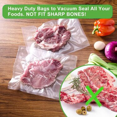 Vacuum Bags for Food 20CM x 30CM, 200 Bags Professional Food Vacuum Bags for All Vacuum Sealers & Food Vacuum Machines, BPA-Free, Sous Vide Freezer Bags