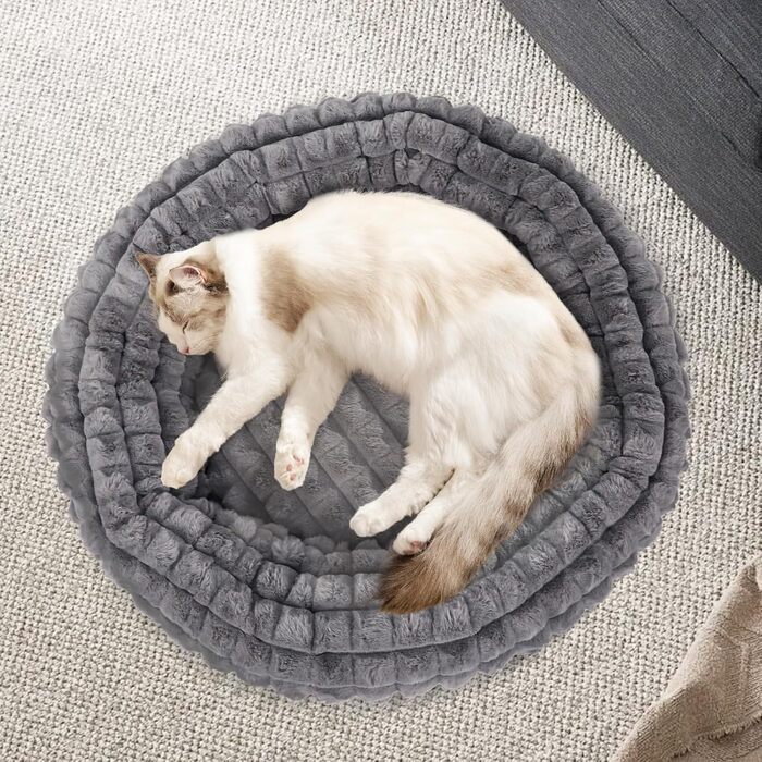 Кішечкове ліжко XIAPIA з м'якого плюшу 58x20 см, зручне та тепле місце для відпочинку котів та маленьких собак, ортопедичне ліжко з неслизьким дном, сірий колір