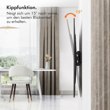 Кріплення для телевізора VonHaus для екранів 26-55 дюймів, настінна кріплення з рівнем, плоске до стіни, з функцією нахилу, 45 кг, VESA 400x400