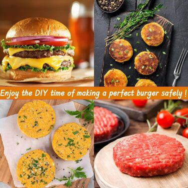 Прес для бургерів з нержавіючої сталі 304, регульований, з папером для бургерів (150 шт.)