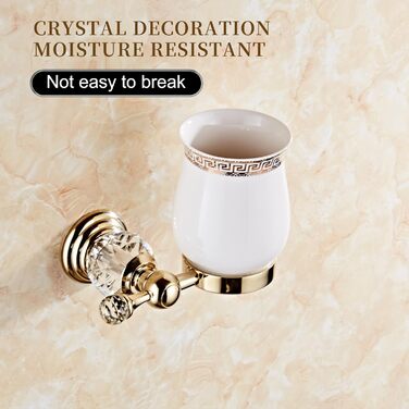 Golden Bathroom Toothbrush Holder, Gold Crystals, Bathroom Hardware