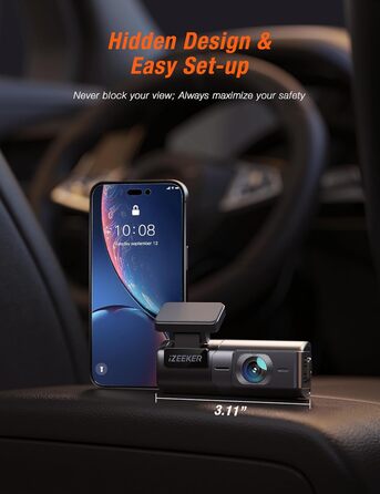 Автомобільний відеореєстратор iZEEKER 2.5K WiFi з картою 32GB: Full HD, нічна зйомка, G-сенсор, WDR