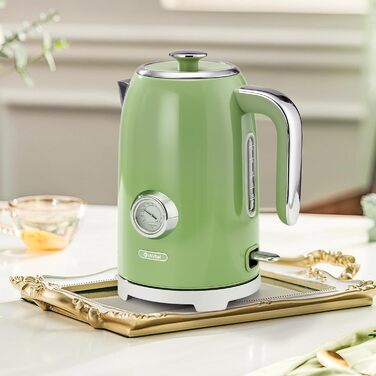 Набір чайник та тостер Retro Green, 1.7L, 2200W, нержавіюча сталь, з регулюванням температури