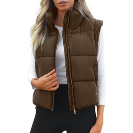 Жіноча безрукавна пуховая жилетка Polu, тепла, з коміром-стійкою, легка, базова, коричнева