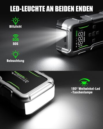 Powerbank VoltSurge 7000A з компресором та функцією запуску двигуна, 160PSI, для автомобілів (бензин та дизель до 10л), 12V, з LED-ліхтариком