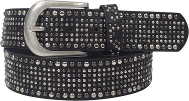 Чорний жіночий пояс з пряжками та стразами, синтетичний, вінтажний стиль, ширина 3.8 см, довжина 110 см