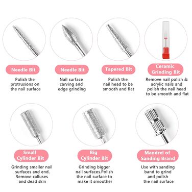 Електрична нігтьова пилка для гелю та нігтів: професійний набір для манікюру та педикюру Rose з USB, 20000 об/хв, регульована швидкість