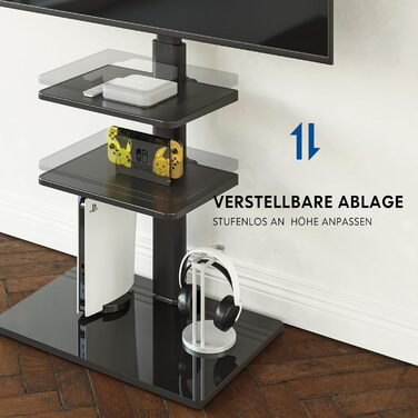 FITUEYES Adjustable Swivel TV Stand - Floor Mount for 32-60 inch Flat & Curved TVs (up to 30kg, VESA 600x400) - Black