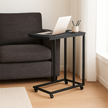 Relaxdays C-Shaped Side Table with Wheels