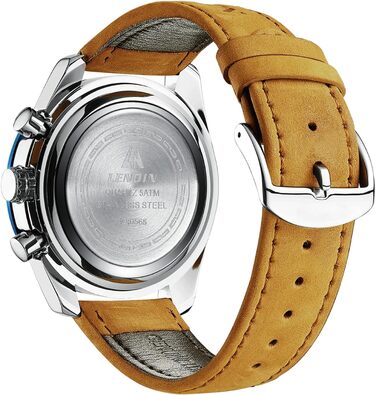 Годинник чоловічий LN LENQIN аналоговий кварцовий з датою, водостійкий 30M, модальний, повсякденний, коричневий, сріблястий, блакитний, без хронографа