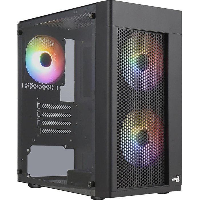 Корпус ПК Aerocool HEXFORM K2 V2 Micro ATX з 3 RGB вентиляторами, сітчаста передня панель, чорний колір