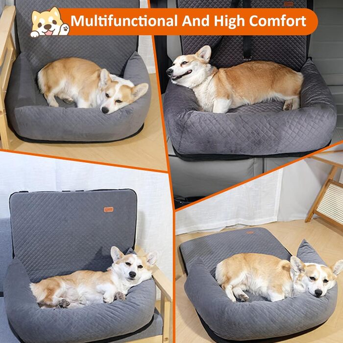 Автокрісло для собак JAOGAUS: безпечний та зручний автотранспортний аксесуар для середніх та великих собак. З безпечним ременем, з якісного короткого плюшу, легко миється.