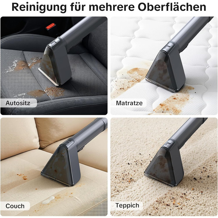 Lubluelu Пылесос для чищення мягкой мебели и ковров, 600 Вт - 18 кПа, портативный, с самоочисткой и длинным шлангом для ковров, диванов и салона автомобиля, серый