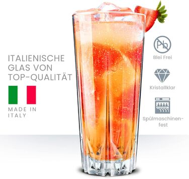 Cocktail Glasses Set of 12, 330ml, Dishwasher-Safe Drinking Glasses, Ribbed Glasses for Cocktails, Water, Juice, Mojito, Long Drinks