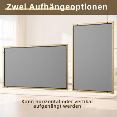 Дзеркало настінне прямокутне BEAUTYPEAK 81x61 см з металевим каркасом, безпечне для ванної кімнати, спальні, вітальні (Золотий)