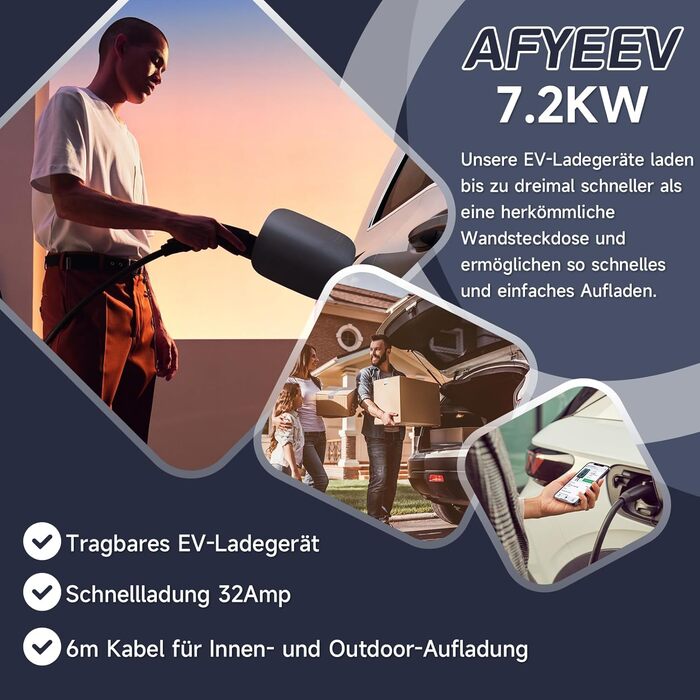 Кабель для зарядки електромобіля Type 2 Schuko 3.68kW 6м, 6-16A, з цифровим дисплеєм та таймером відкладеного старту