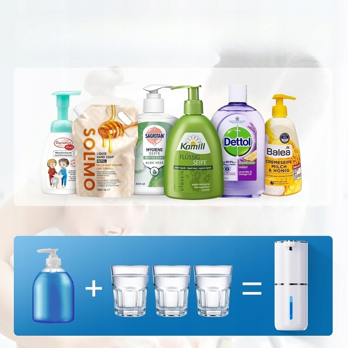 Безконтактний дозатор для мила Bedee, настільний, 380 мл, білий