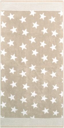 Dyckhoff Stars Frottier Towel Set, Cotton, Sand, 4x Towel 50x100cm, 2x Bath Towel/Shower Towel 70x140cm