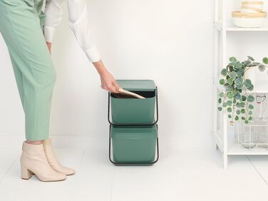 Сміттєвий кошик з кришкою Brabantia Sort & Go 16-20 л, для сортування відходів та тари, світло-зелений (Fir Green)